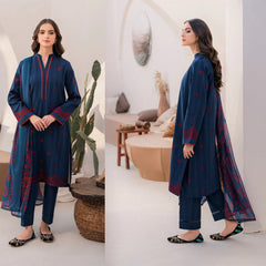 JAZMIN 3PC DHANAK EMBROIDERED SHIRT WITH DIGITAL PRINTED DUPATTA-667