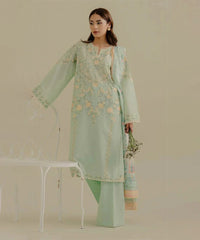 Lawn-3PC Embroidered Shirt with Digital Printed Jacquard Dupatta-1395