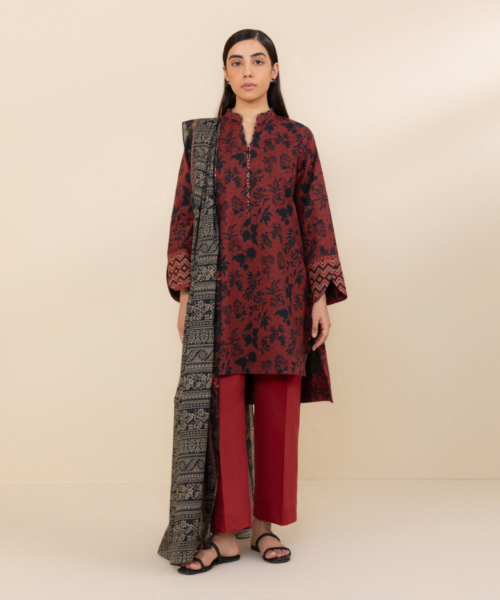 3PC Lawn Printed Shirt With Digital Printed Dupatta-1608