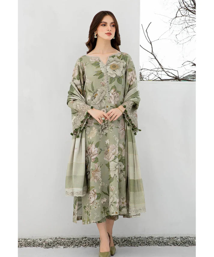 BAROQUE - 3PC Lawn Printed Shirt With Voile Printed Dupatta-1509