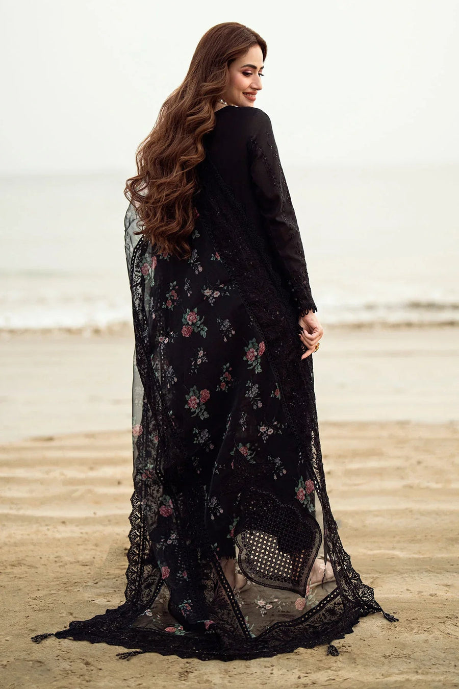 NUREH - 3PC LAWN EMBROIDERED SHIRT WITH COTTON NET PRINTED EMBROIDERED DUPATTA AND TROUSER - BNU2123