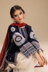 Dhanak-3PC Embroidered Shirt with Digital Printed Wool Shawl-3324