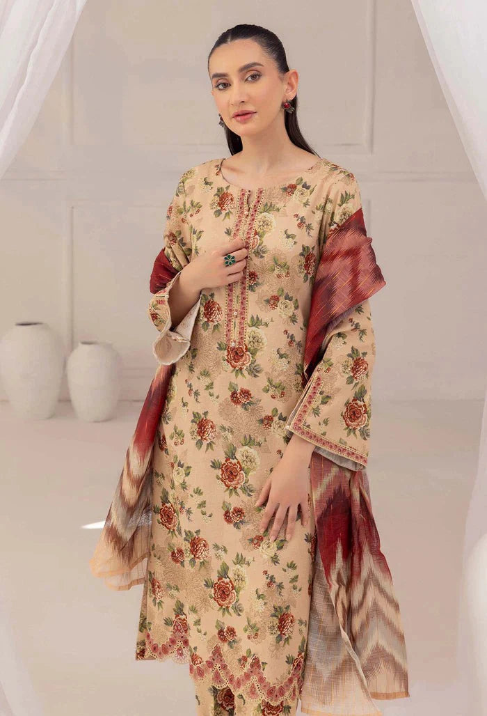 3PC Lawn Printed Shirt With Digital Printed Dupatta-1616