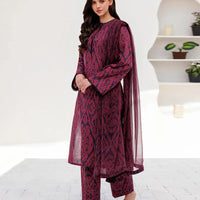 BAROQUE - 3PC Lawn Printed Shirt With Voile Printed Dupatta-1502