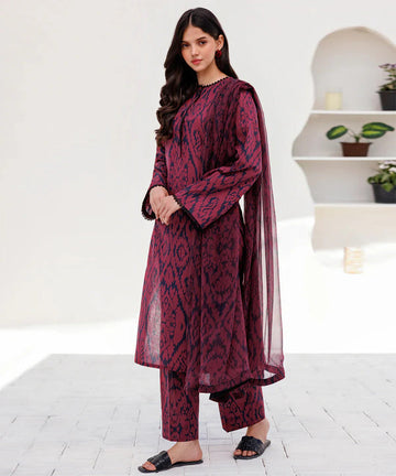 BAROQUE - 3PC Lawn Printed Shirt With Voile Printed Dupatta-1502