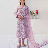 3PC Lawn Printed Shirt With Digital Printed Dupatta-1614