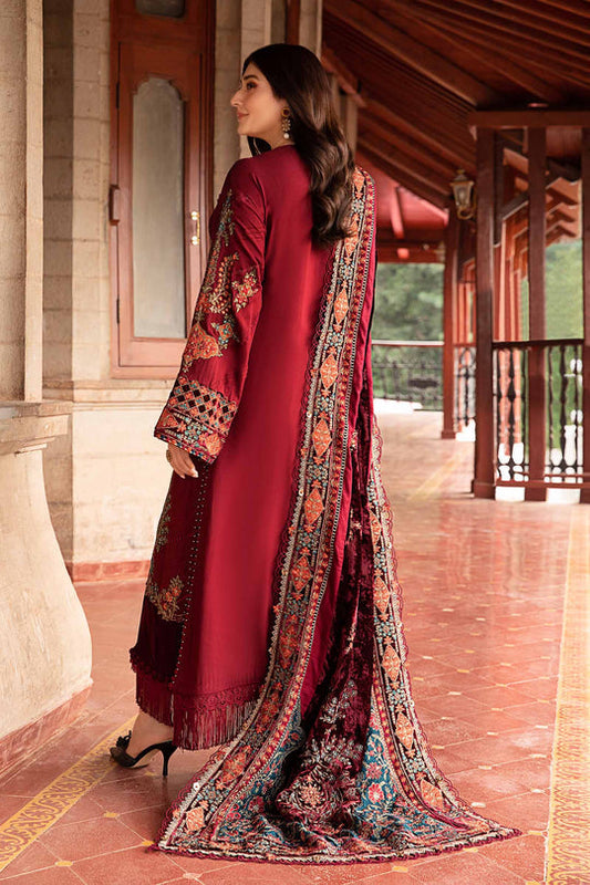 Dhanak-3PC Embroidered Shirt with Digital Printed Wool Shawl - 3430