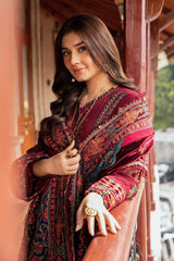 Dhanak-3PC Embroidered Shirt with Digital Printed Wool Shawl - 3430