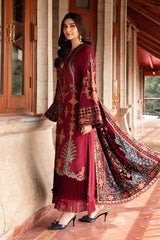 Dhanak-3PC Embroidered Shirt with Digital Printed Wool Shawl - 3430