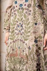 Dhanak-3PC Embroidered Shirt with Digital Printed Wool Shawl - 3391