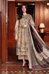 Dhanak-3PC Embroidered Shirt with Digital Printed Wool Shawl - 3391