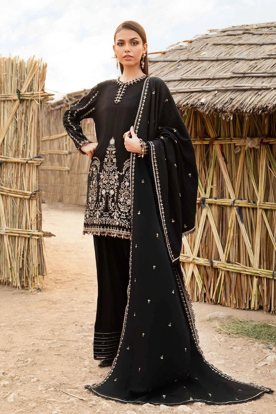 Maria B Lawn 3PC Embroidered Shirt with Embroidered Dupatta-1077