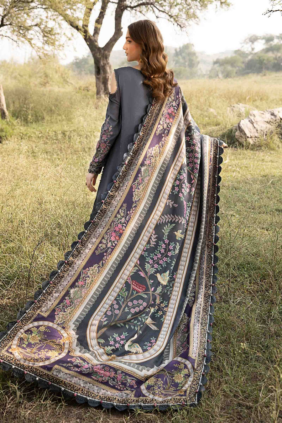 Maria B Lawn-3PC Embroidered with Digital Printed Dupatta-1075