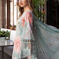 3PC-Printed Lawn Zarri Shirt With Voile Printed Dupatta-1520