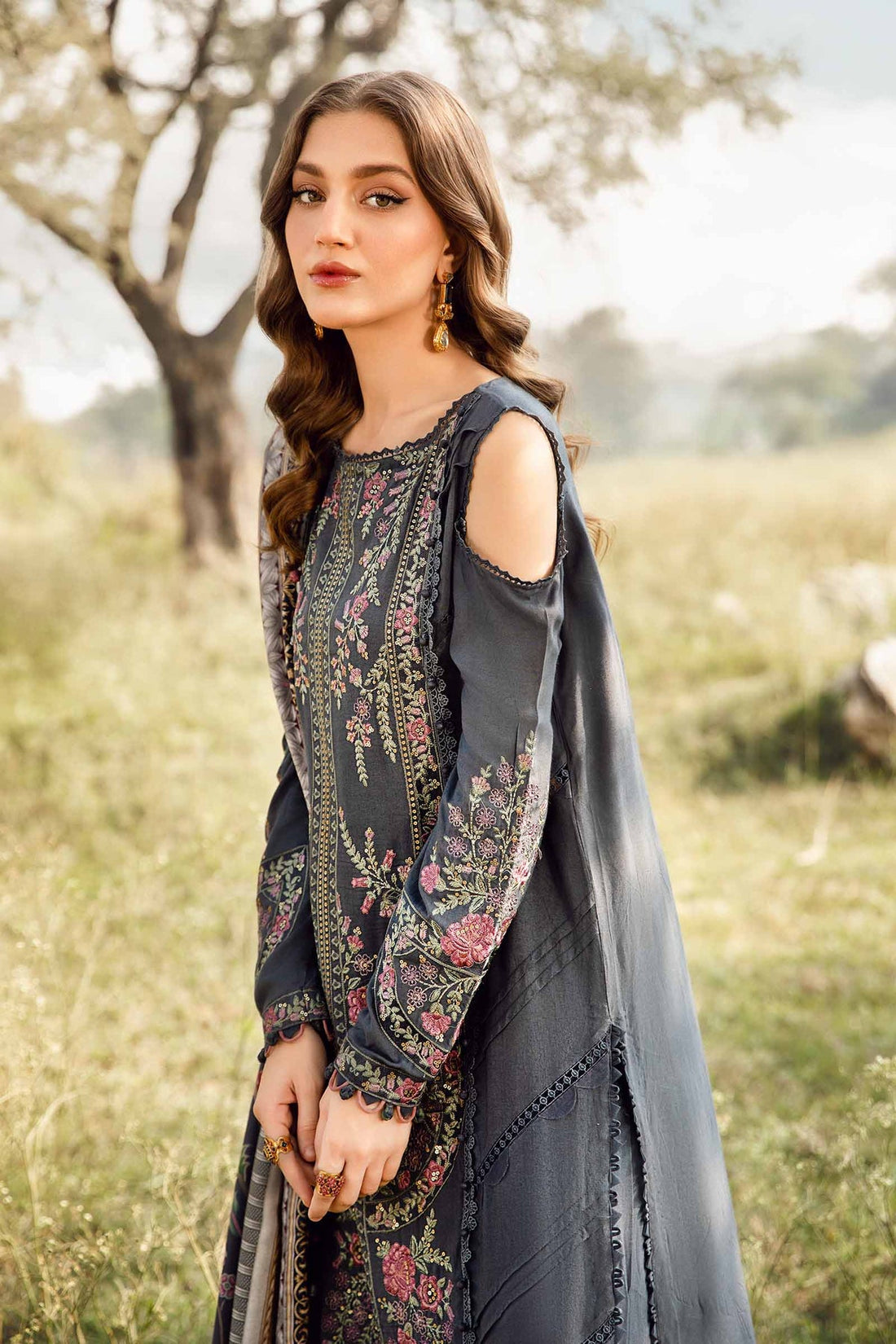 Maria B Lawn-3PC Embroidered with Digital Printed Dupatta-1075