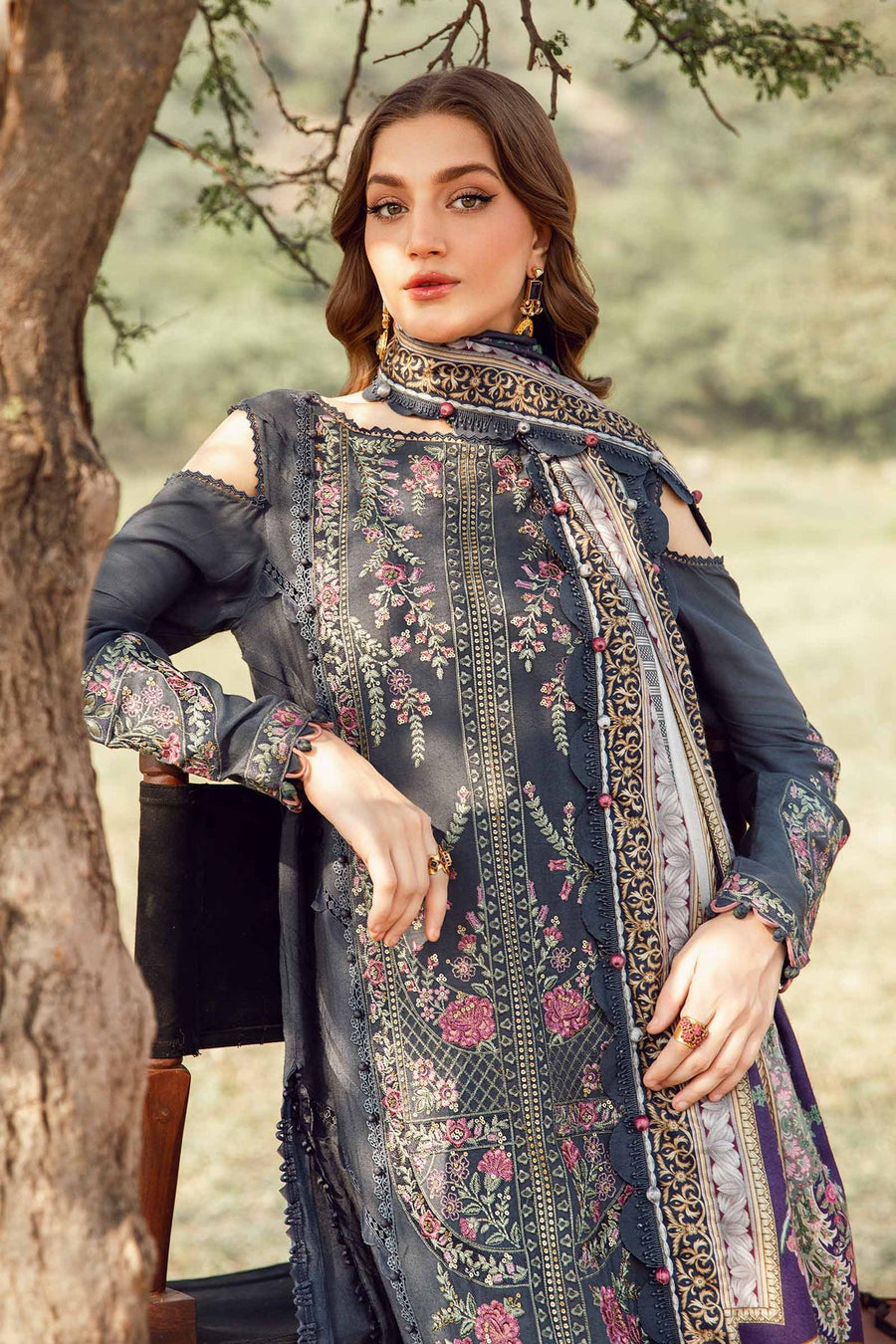 Maria B Lawn-3PC Embroidered with Digital Printed Dupatta-1075