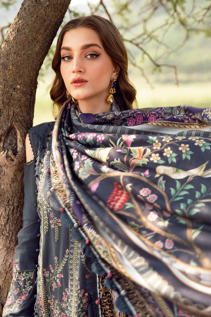 Maria B Lawn-3PC Embroidered with Digital Printed Dupatta-1075