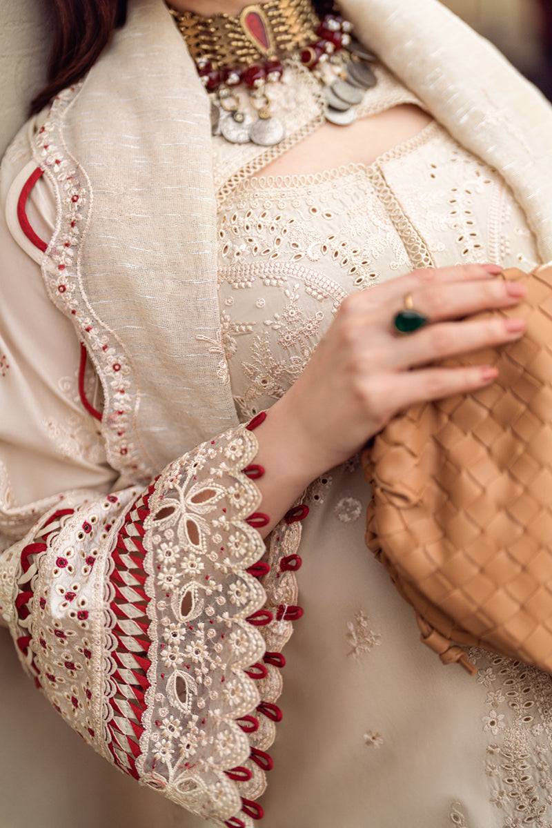 QALAMKAR - 3PC LAWN EMBROIDERED SHIRT WITH MANAAR EMBROIDERED DUPATTA AND TROUSER - BNU 102