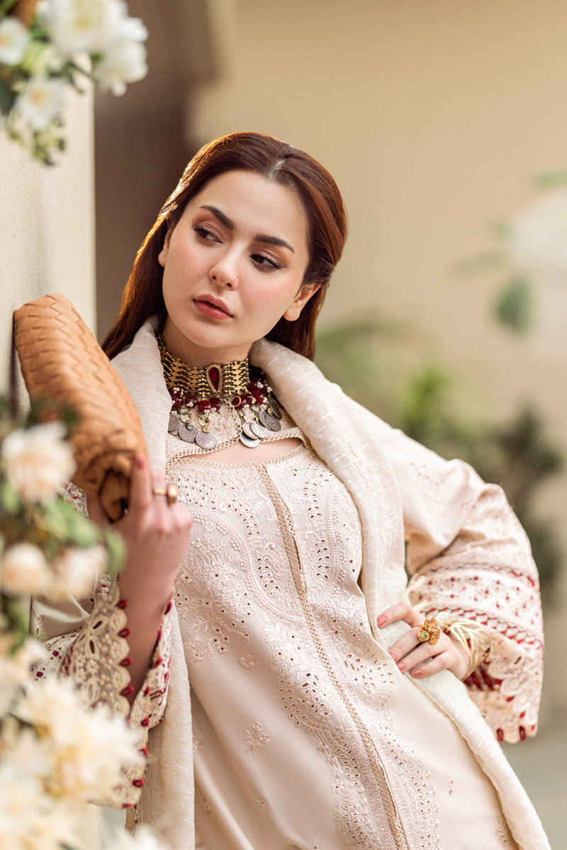 QALAMKAR - 3PC LAWN EMBROIDERED SHIRT WITH MANAAR EMBROIDERED DUPATTA AND TROUSER - BNU 102
