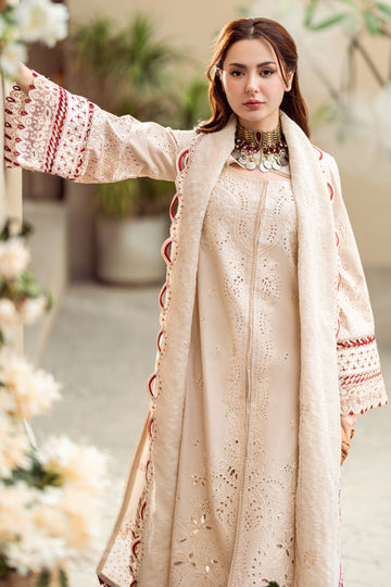 QALAMKAR - 3PC LAWN EMBROIDERED SHIRT WITH MANAAR EMBROIDERED DUPATTA AND TROUSER - BNU 102
