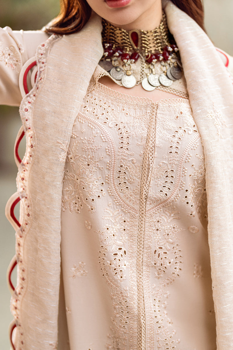 QALAMKAR - 3PC LAWN EMBROIDERED SHIRT WITH MANAAR EMBROIDERED DUPATTA AND TROUSER - BNU 102