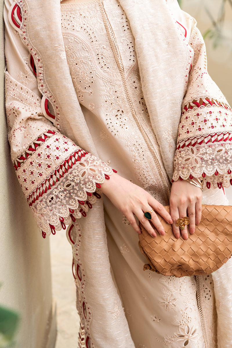 QALAMKAR - 3PC LAWN EMBROIDERED SHIRT WITH MANAAR EMBROIDERED DUPATTA AND TROUSER - BNU 102