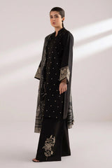 Dhanak-3PC Embroidered Shirt with Digital printed wool shawl - 3121