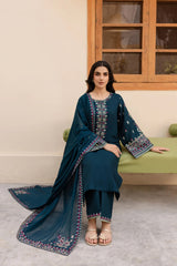 Lawn-3PC Embroidered Shirt with Chiffon Embroidered Dupatta-1266