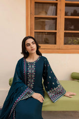 Lawn-3PC Embroidered Shirt with Chiffon Embroidered Dupatta-1266