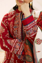 Dhanak 3PC  Embroidered Shirt With Digital printed wool shawl-659