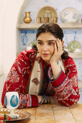 Dhanak 3PC  Embroidered Shirt With Digital printed wool shawl-659