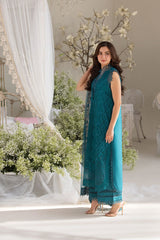Dhanak-3PC Embroidered Shirt with Digital Printed Embroidered Dupatta-3359