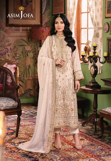 ASIMJOFA AJLP-05 EMBROIDERED TWISTED LAWN 3PCS 5022