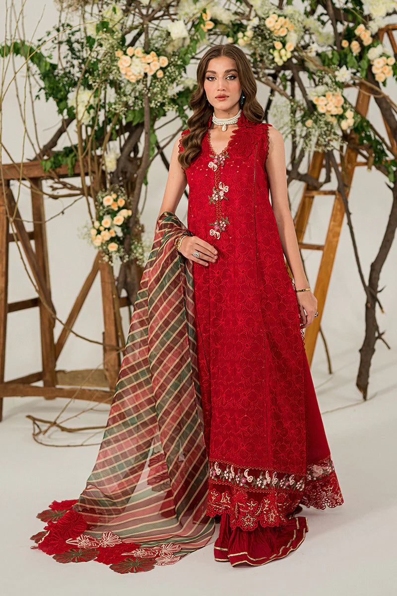 MUSHQ 3PC Dhanak Chikankari Embroidered With Digital Printed Organza Dupatta-111