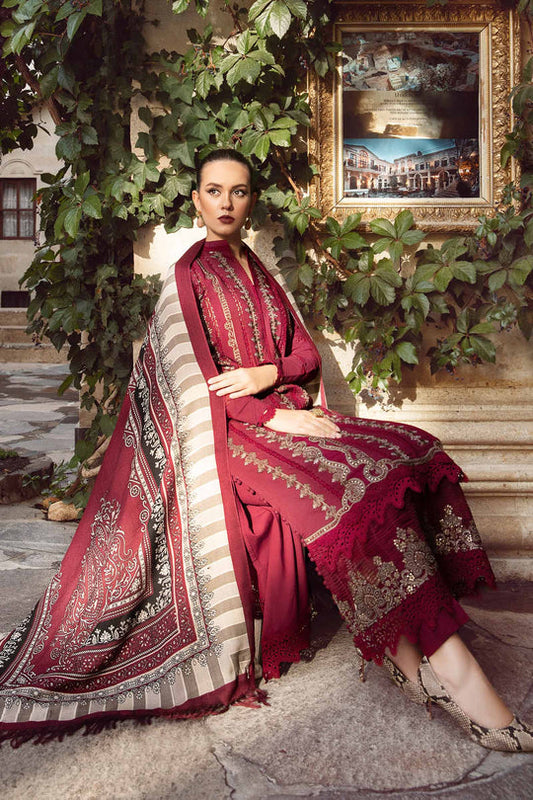 Dhanak-3PC Embroidered Shirt with Digital Printed Wool Shawl -3427