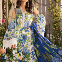 3PC-Printed Lawn Zarri Shirt With Voile Printed Dupatta-1528