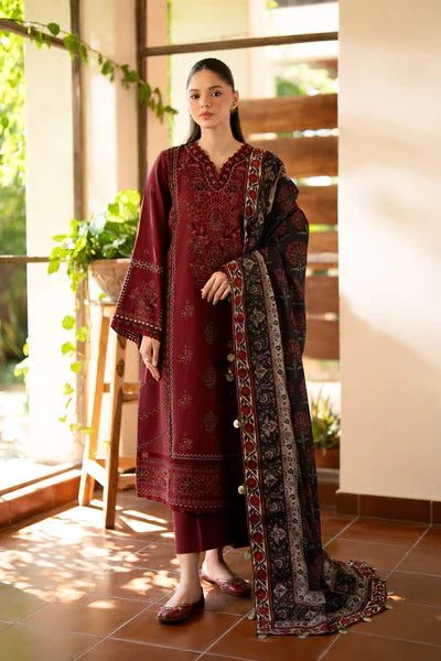 BAROQUE Lawn-3PC Embroidered With Digital Printed Dupatta-1010