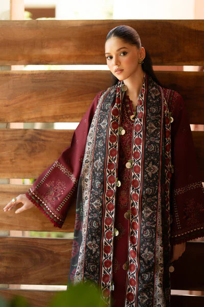 BAROQUE Lawn-3PC Embroidered With Digital Printed Dupatta-1010