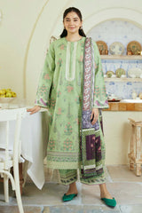Dhanak-3PC Embroidered Shirt with Digital Printed Wool Shawl -3236
