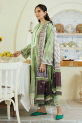 Dhanak-3PC Embroidered Shirt with Digital Printed Wool Shawl -3236