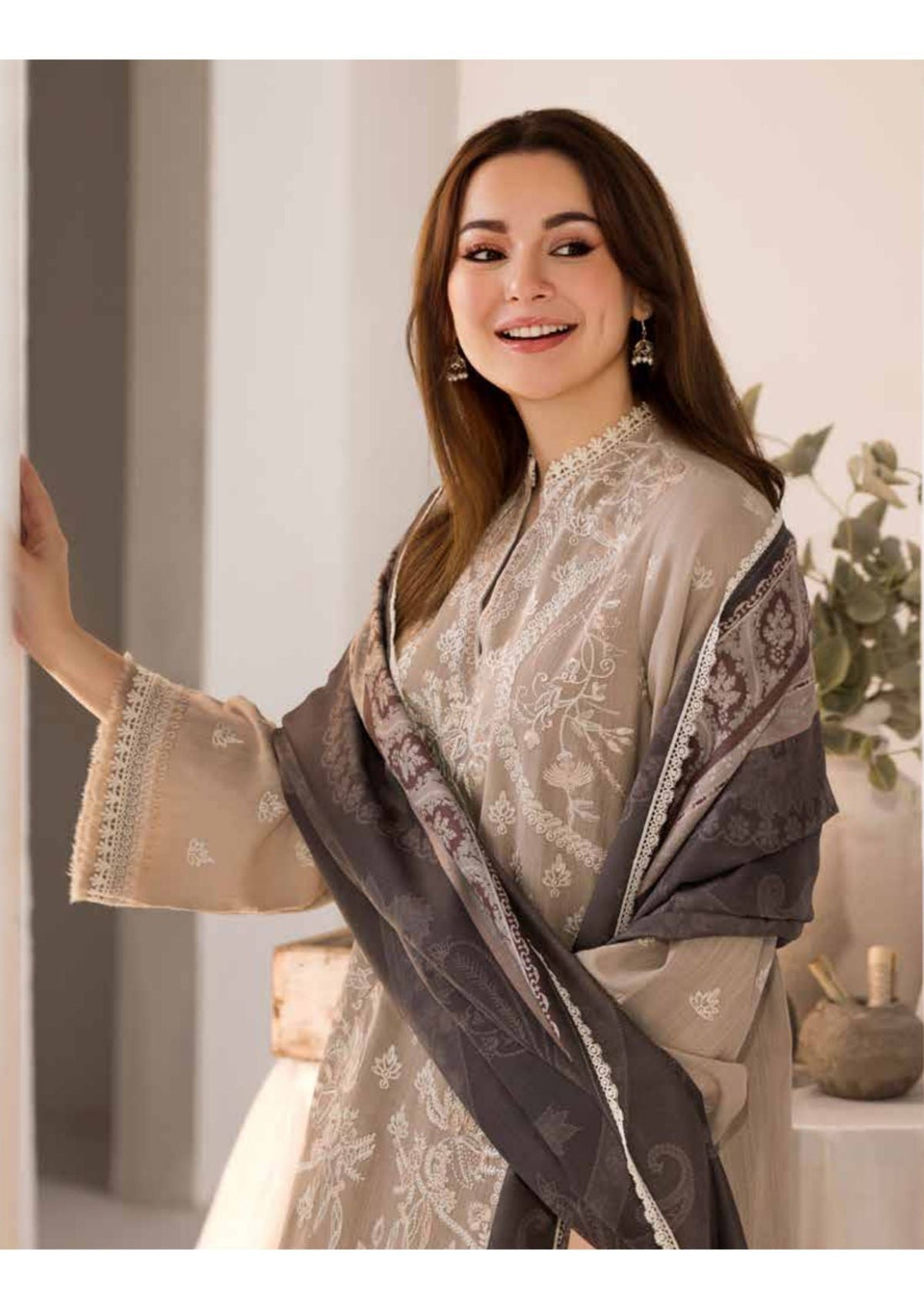 SOBIA NAZIR - 3PC LAWN EMBROIDERED SHIRT WITH DIGITAL PRINTED SHAWL AND TROUSER-1114