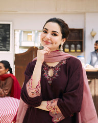 Dhanak-3PC Embroidered Shirt with Organza Embroidered Dupatta- 3420