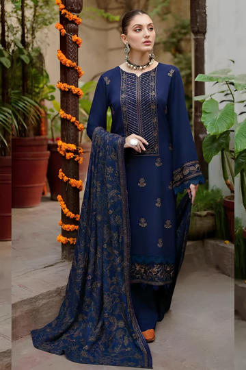 Dhanak 3PC Embroidered With Embroidered Shawl-1263