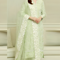 Lawn 3PC Embroidered with Organza Embroidered Dupatta-1058