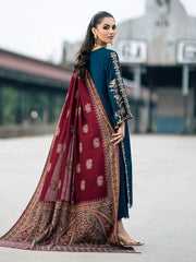Dhanak-3PC Embroidered Shirt with Digital Printed Wool Shawl -262