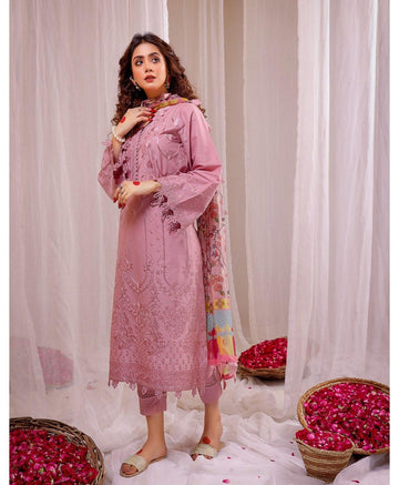 Mushq dhanak  3PC Embroidered With Digital Printed Shawl-664