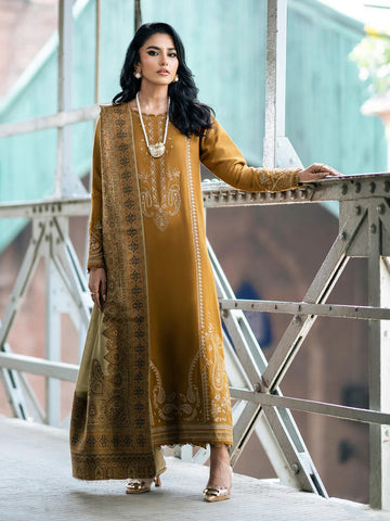 IZEL MUSAFIR 3PC Dhanak Embroidered Shirt With Digital Printed Shawl-266