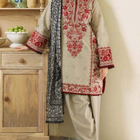 ZARASHAHJAHAN Lawn-3PC Embroidered with Digital printed Dupatta-1018