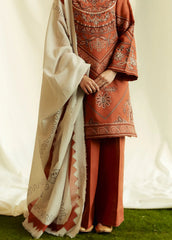 ZARA SHAHJAHAN 3PC Dhanak Embroidered Shirt With Digital Printed Shawl-280