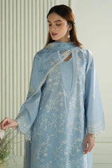 Lawn-3PC Embroidered Shirt with Digital Printed Jacquard Dupatta-1366